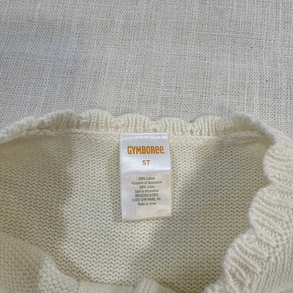 Gymboree Cardigan Sweater‎ Girls 5T Ivory Pink Polka Dot Knit Cottagecore
